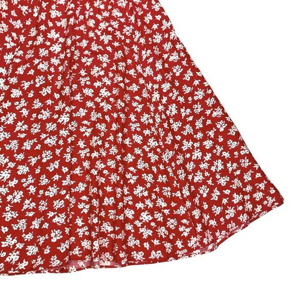 Kathie Lee Button Front Maxi Skirt 6 Red Floral Print Summer Comfy Boho Coastal - Picture 10 of 16
